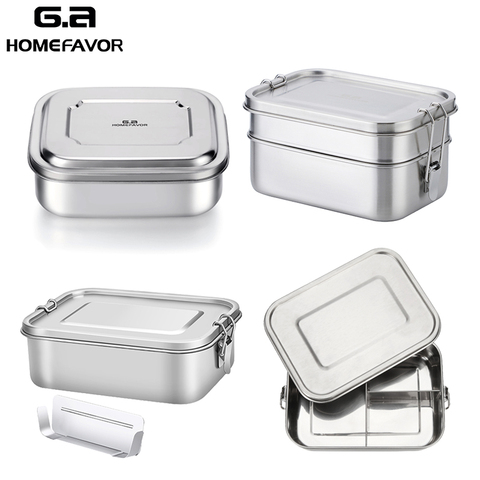 Lunch Container Stainless Steel Bento Food Container G.a HOMEFAVOR Snack Storage Box For Kids Women Men ► Photo 1/6