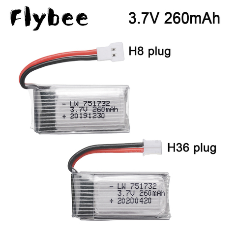 3.7V 260mAh lipo battery 1.25mm plug For H36 Eachine E010 E011 E012 E013 Furibee F36 RC Drone Parts wholesale ► Photo 1/5