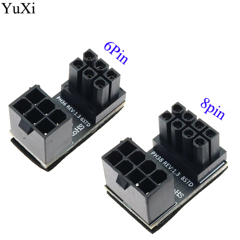 YuXi 90 Degree Right Angle PCI-E 6Pin/8pin GPU Power Female to Male Adapter for Desktop PC Graphics card ► Photo 1/3