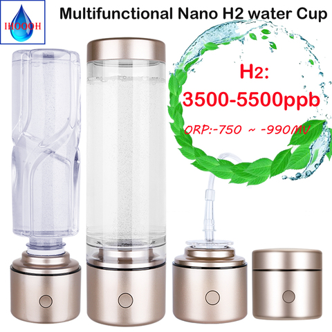 Portable Nano High Concentration Hydrogen Water Bottle Generator Antioxidant ORP SPE Electrolytic Ion Ionizer Breathing H2 Gas ► Photo 1/6