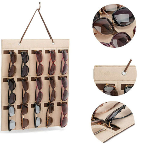 15/25 Slots Felt Eyeglasses Stand Holder For Sunglasses Glasses Storage Display Hanging Bag Wall Pocket Storage Box Organizer ► Photo 1/6