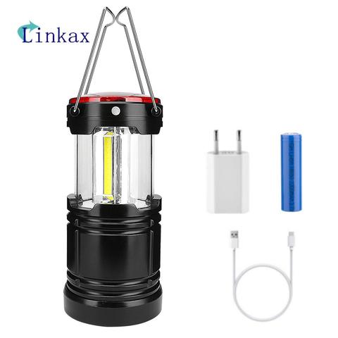 2 in 1 COB+Red LED Tent Lamp Outdoor Camping Light USB Rechargeable 18650 Battery Portable Lantern Working Lighting outdoor ► Photo 1/6