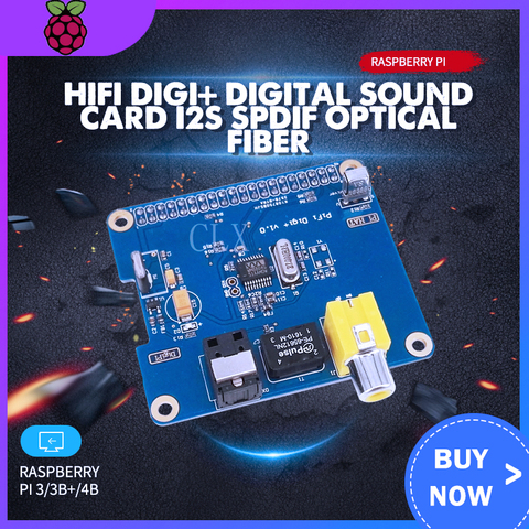 HIFI DiGi+ Digital Sound Card I2S SPDIF Optical Fiber for Raspberry Pi 3 B Plus / 3B / Pi 2 model B and B+ / A+ ► Photo 1/1