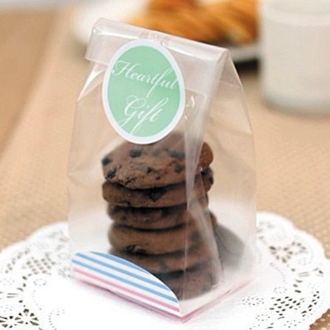 Cookie Candy Bread Plastic Self Stand Packing Bags,Clear Party Gift Chocolate Wedding Bags 20pcs/lot ► Photo 1/3