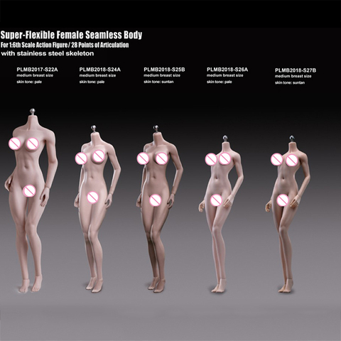 [In-Stock] 1/6 TBLeague Phicen S34 Female Seamless Medium Breast Pale Body  + Head Sculpt