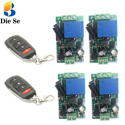 AC 110V 220V 230V 10A 1CH Remote Control Switch RF Wireless Receiver Relay Module and transmitter for 4CH Independent Controls ► Photo 1/6