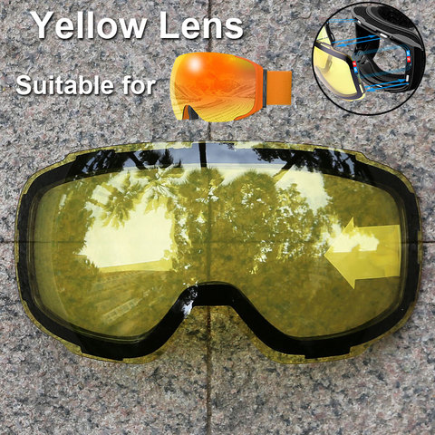 PHMAX Ski Goggles Lens Anti-Fog UV400 Protection Replacement Lens Night Vision Yellow Lens Glasses Only Lens Magnetic And Normal ► Photo 1/6