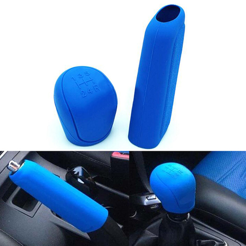 2Pcs Car Silicone Gel Gear Knob Cover Head Shift Glove Gear Shift Collars Handbrake Sleeve Car Hand Brake Covers Skin Universal ► Photo 1/6