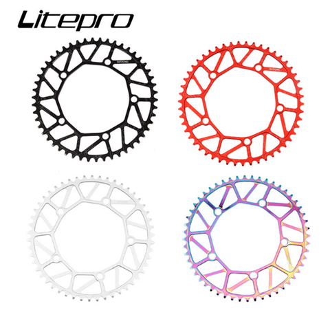 Litepro Folding Bicycle Tooth Chainring Positive Negative Tooth 46/48/50/52/56/58T Chainwheel BMX Bike Colorful Crankset 130BCD ► Photo 1/6