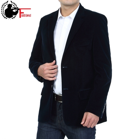 Mens Corduroy Blazers 2022 Spring Men Blazer Smart Casual Jacket Solid Camel Black Cotton Business Suit Jackets Male Officer 4XL ► Photo 1/6