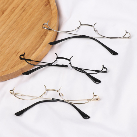 Vintage Glasses Frame Half Frames Fashion No Lens Myopia Cosplay Party Decoration Eyewear Metal Photography Eyeglasses ► Photo 1/6