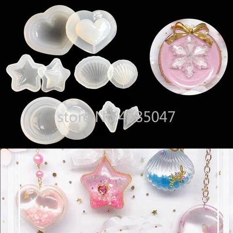 Water Injection Hollow Silicone Jewelry Molds DIY Craft Shells Heart Round Star Handmade Earrings Keychain Molds Jewelry Tools ► Photo 1/6