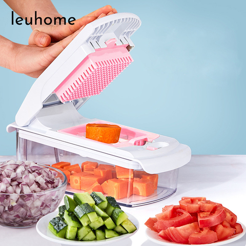 1Set Kitchen Vegetable Garlic Chopper Pro BPA Free Fruit Vegetable Chopper Onion Cutter Slicer Dicer With 4 Blade Clean Brush ► Photo 1/6