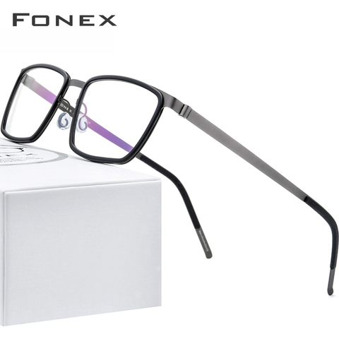 FONEX Acetate Alloy Eyeglasses Frames Men Square Myopia Optical Prescription Glasses 2022 New Korean Screwless Eyewear 98629 ► Photo 1/6