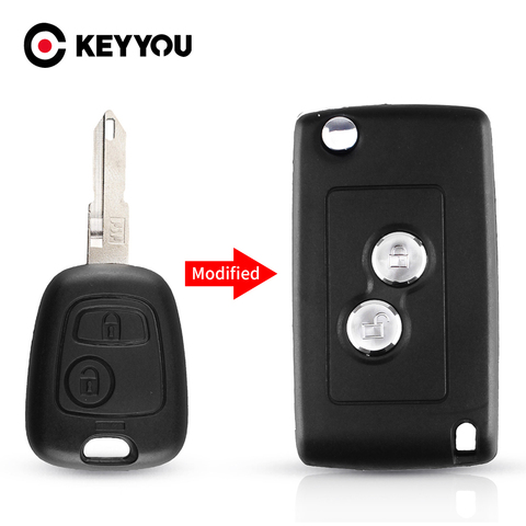 KEYYOU 2 Buttons Modified Flip Folding Car Key Case Blank Shell For Citroen C1 C2 C3 Xsara Picasso For Peugeot 206 306 307 406 ► Photo 1/6