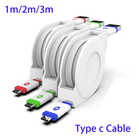 Retractable Cable USB Type C For xiaomi mi A3 MIX 3 pocophone F1 Black shark 2 Oneplus 7THuawei nova 5 honor 9x 10 Charger CABLE ► Photo 1/6
