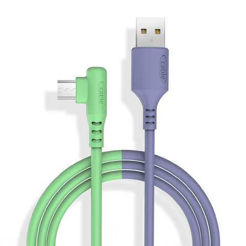 Suhach 5A Liquid Silicone 90 Degrees Micro USB Cable Fast Charging USB Charger Cable for Samsung Xiaomi Data Cable Usb Micro USB ► Photo 1/6