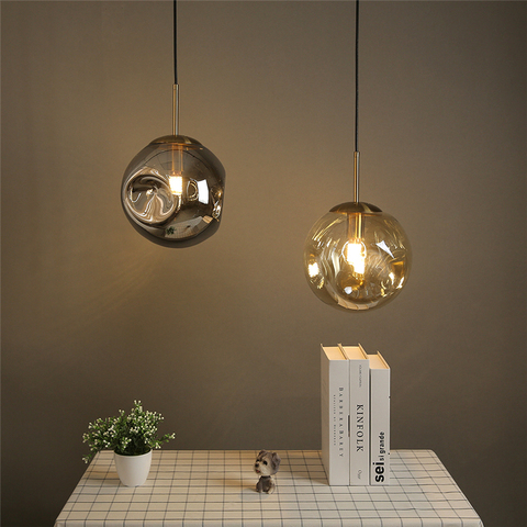 Nordic Creative Glass Ball Led Pendant Lights Bar Restaurant Dining Room Kitchen Hanging Lamp Art Home Decor E27 Light Fixtures ► Photo 1/6