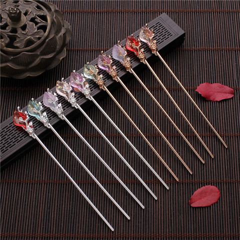 Fashion Chinese Traditional Metal Alloy Hair Stick Vintage Flower Hair Pins Clips For Women Hair Jewelry Accessories Gifts ► Photo 1/6