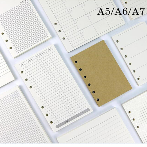 6 Holes Binder Notebook A5 A6 Inner Page Refill Papers Line Grid