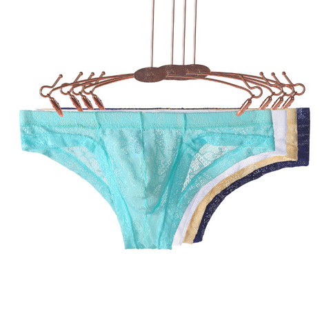 New Arrival Sexy Underpants Lace Man Underwear Panties Mens Transparent Briefs Knickers Lingerie Low-rise Male Mini Panties ► Photo 1/6