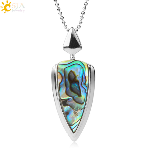 CSJA New Zealand Colorful Natural Abalone Shell Pendants Necklaces Triangle Seashell for Female Beach Summer Charms Jewelry F483 ► Photo 1/6