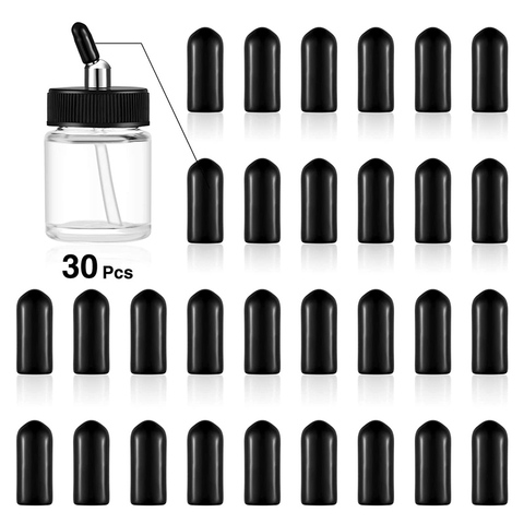 Airbrush Bottles Caps Airbrush Jar Caps Pour Covers Siphon Adapter Liquor Spout Covers for Airbrush Bottle Jar Caps Black (30pc) ► Photo 1/6