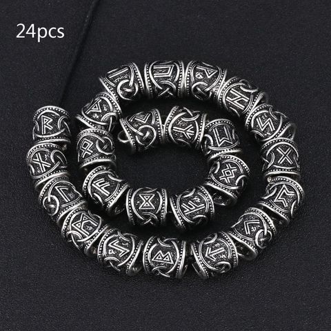 24Pcs Vintage   West Coast Paracord Norse Viking Rune Metal Beads DIY Antique Bracelet Hair Beards Jewelry Making ► Photo 1/6