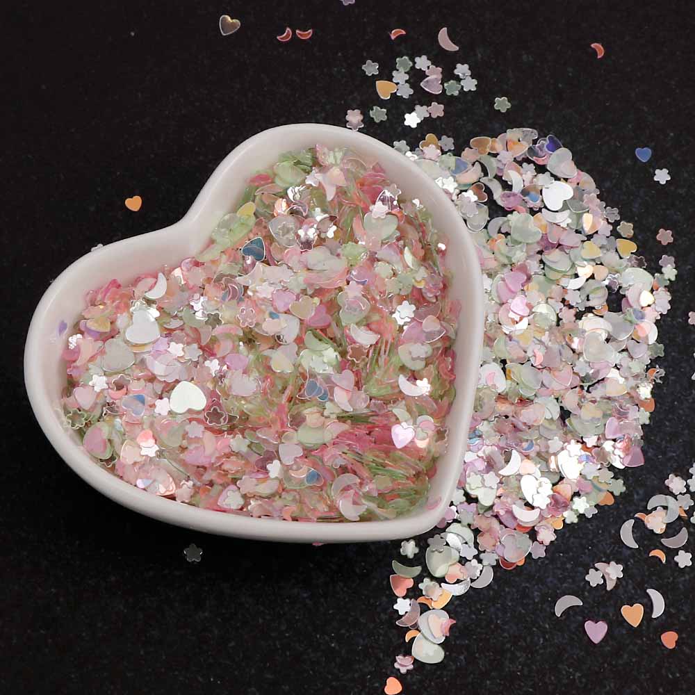 20g/lot Flat Heart Shape Loose Sequins for Crafts Paillettes Glitter  Confetti Nails Art manicure Wedding