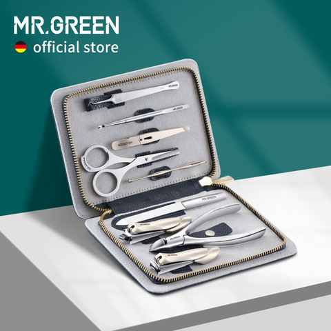 MR.GREEN Innate Luxury Manicure Set Surgical Grade Scissors Stainless nail clipper Kit full grain cow leather package Pedicure ► Photo 1/5