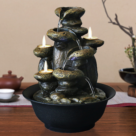 2022 New Resin Decoration Fountains Indoor Water Fountains Crafts Desktop Home Decor Rockery Figurines FengShui Water Fountain ► Photo 1/6
