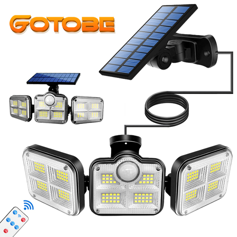 122 LED Solar Lights Outdoor 3 Head Motion Sensor 270° Wide Angle Illumination Super Bright Waterproof Remote Control Wall Lamp ► Photo 1/6