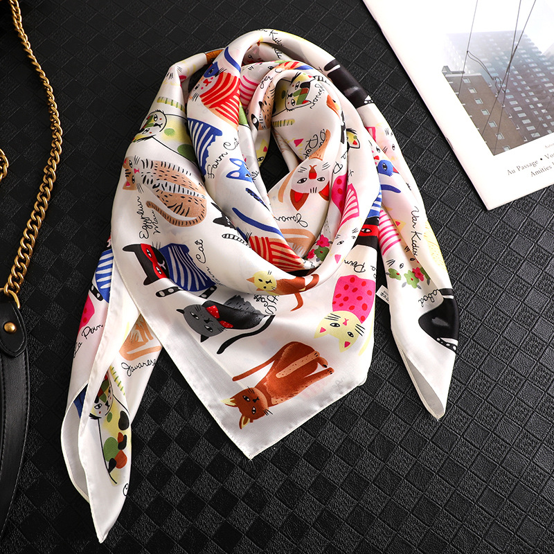 Office Women Ladies Elegant Small square Scarves Silky Office Kerchief Scarf 130