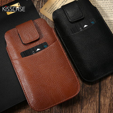KISSCASE Universal Case For iPhone 6 6s 7 8 Plus X Retro Leather Waist Bag Cover Mobile Phone Case For Samsung S8 Plus S7 S6 S5 ► Photo 1/6