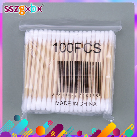 100PCS/Pack Double Head Cotton Swabs Women Makeup Cleaning Cotton Swab Wooden Wadded Sticks Nose Ears Cleaning Tools ► Photo 1/6
