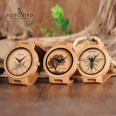 BOBO BIRD Wooden Watches Men Lifelike Special Design UV Print Dial Face Bamboo relogio masculino Gifts Timepieces C-P20 ► Photo 1/6