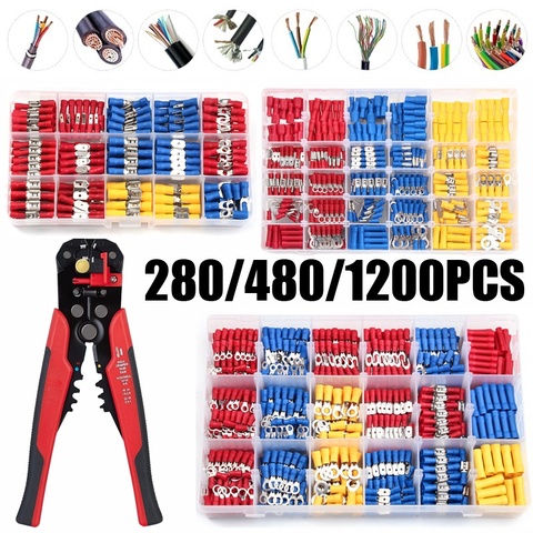 280/480/1200PCS Insulated Cable Connector Electrical Wire Assorted Crimp Spade Butt Ring Fork Set Ring Lugs Rolled Terminals Kit ► Photo 1/6