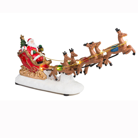 Innodept12 Santa's Sleigh and Reindeer Assortment Christmas Decoration Reindeer Car with Musical LED Light UP Holiday Figurine ► Photo 1/4