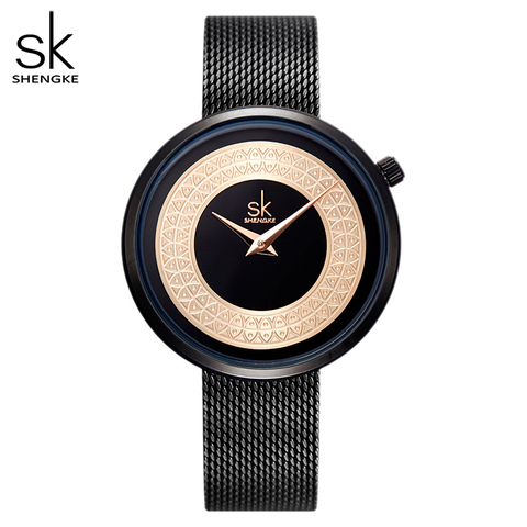 Shengke Dress Female Watch Women Metal Mesh Fashion Clock Vintage Design Ladies Watch Luxury Brand Classical Bayan Kol Saati ► Photo 1/6