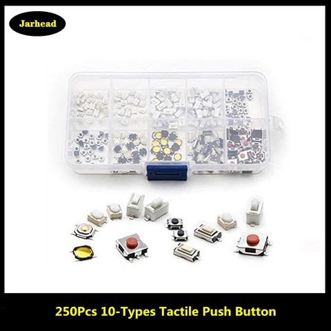 Smart Electronics 250Pcs 10-Types Tactile Push Button Switch Car Remote Control Keys Button Touch Microswitch ► Photo 1/6