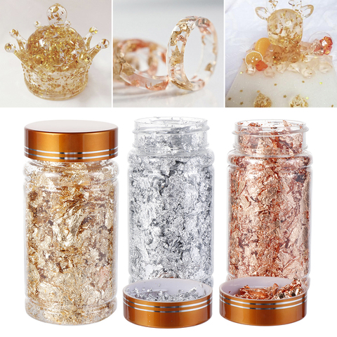 10g Gold Leaf Gold Flakes for Nail Decorations Painting Arts Crafts Gliding  Gold&Silver Rose Gold Foil