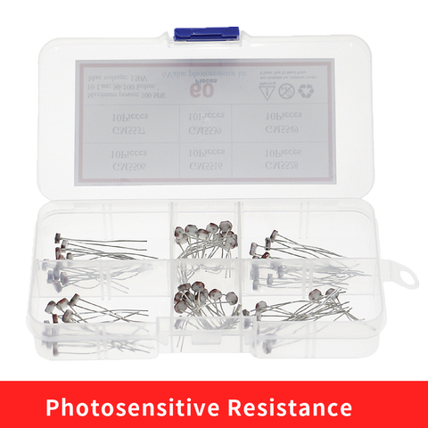 6Kinds*10pcs=60pcs GL5506 GL5516 GL5528 GL5537GL5539 GL5549 PhotoResistor kit Sample Assort Photosensitive Resistance ► Photo 1/4