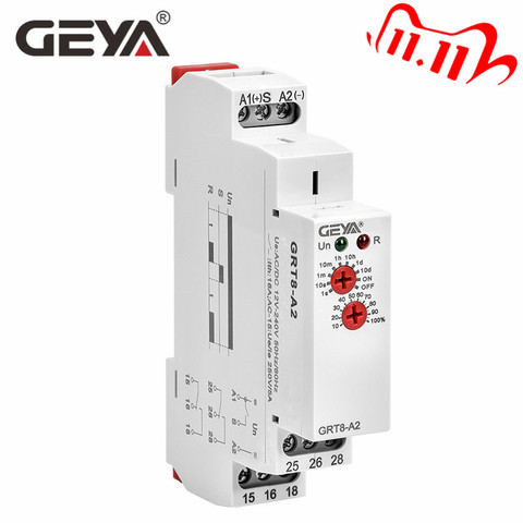 GEYA GRT8-A Delay on Time Relay 12V 24V 230V Timer Relay Din Rail Type Time Delay Relays with CE CB certificate ► Photo 1/6