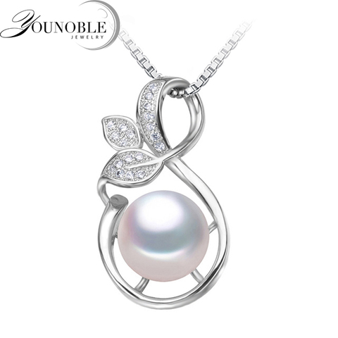 Real Natural Freshwater Pearl Pendant For Women,White 925 Sterling Silver Pendant Necklace Girl Best Birthday Gift ► Photo 1/5