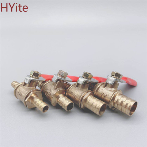 red handle small Valve 6mm-12mm Hose Barb Inline Brass Water Oil Air Gas Fuel Line Shutoff Ball Valve Pipe Fittings ► Photo 1/5
