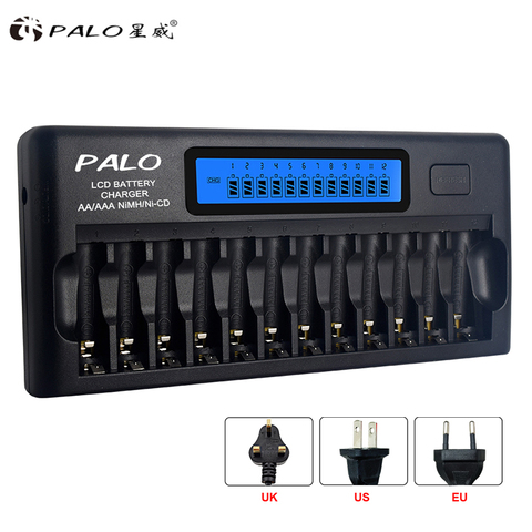Fast Smart 12 Slots New-type Charger NIMH NICD AA  AAA Smart LCD Battery Charger for 1.2v AA AAA NiMH NICD rechargeable battery ► Photo 1/6