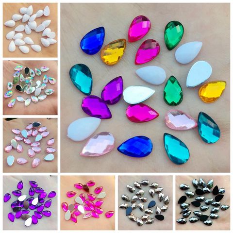 80pcs 6*10mm Tear drop Rhinestones Flat Back Acrylic Gems Crystal Stones Non Sewing Beads for DIY Clothes -HB00 ► Photo 1/5