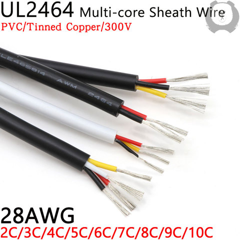 1M 28AWG UL2464 Sheathed Wire Cable Channel Audio Line 2 3 4 5 6 7 8 9 10 Cores Insulated Soft Copper Cable Signal Control Wire ► Photo 1/1