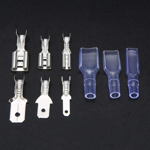 50pcs/Lot 2.8mm 4.8mm  6.3mm Insulated Wire Connectors Terminal Set Tin Plated Brass Electric Female and Male Crimp Terminal ► Photo 1/6