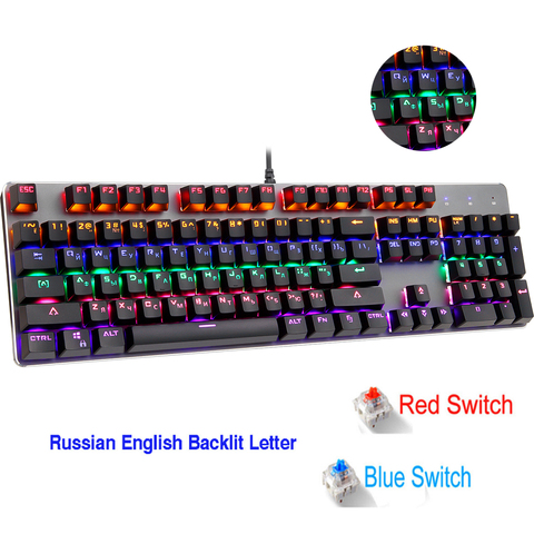 RGB Mechanical Keyboard 104 keys Russian Gaming Keyboards English Blue Switch for Tablet Desktop VS CK104 keyboard ► Photo 1/6